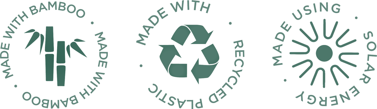 Made with bamboo, recycled plastic and solar energy
